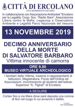 In memoria della vittima innocente Salvatore Barbaro