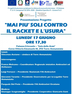 “Mai più soli contro il racket e l’usura” - Presentazione a Torre Annunziata